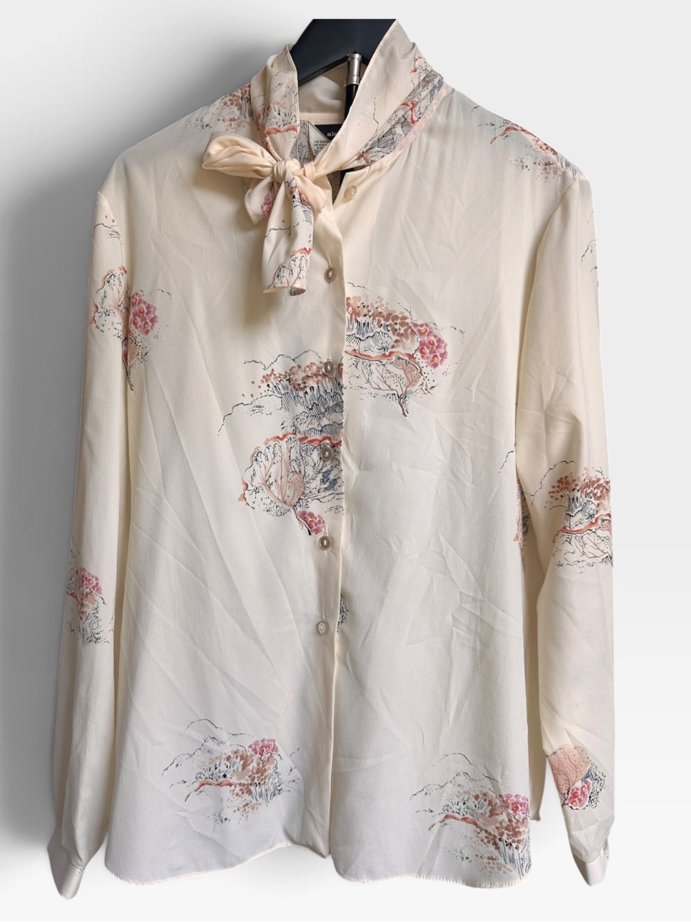 Vintage 1970s Alex Colman Sportswear Floral Blouse | Romantic Tie-Neck Top